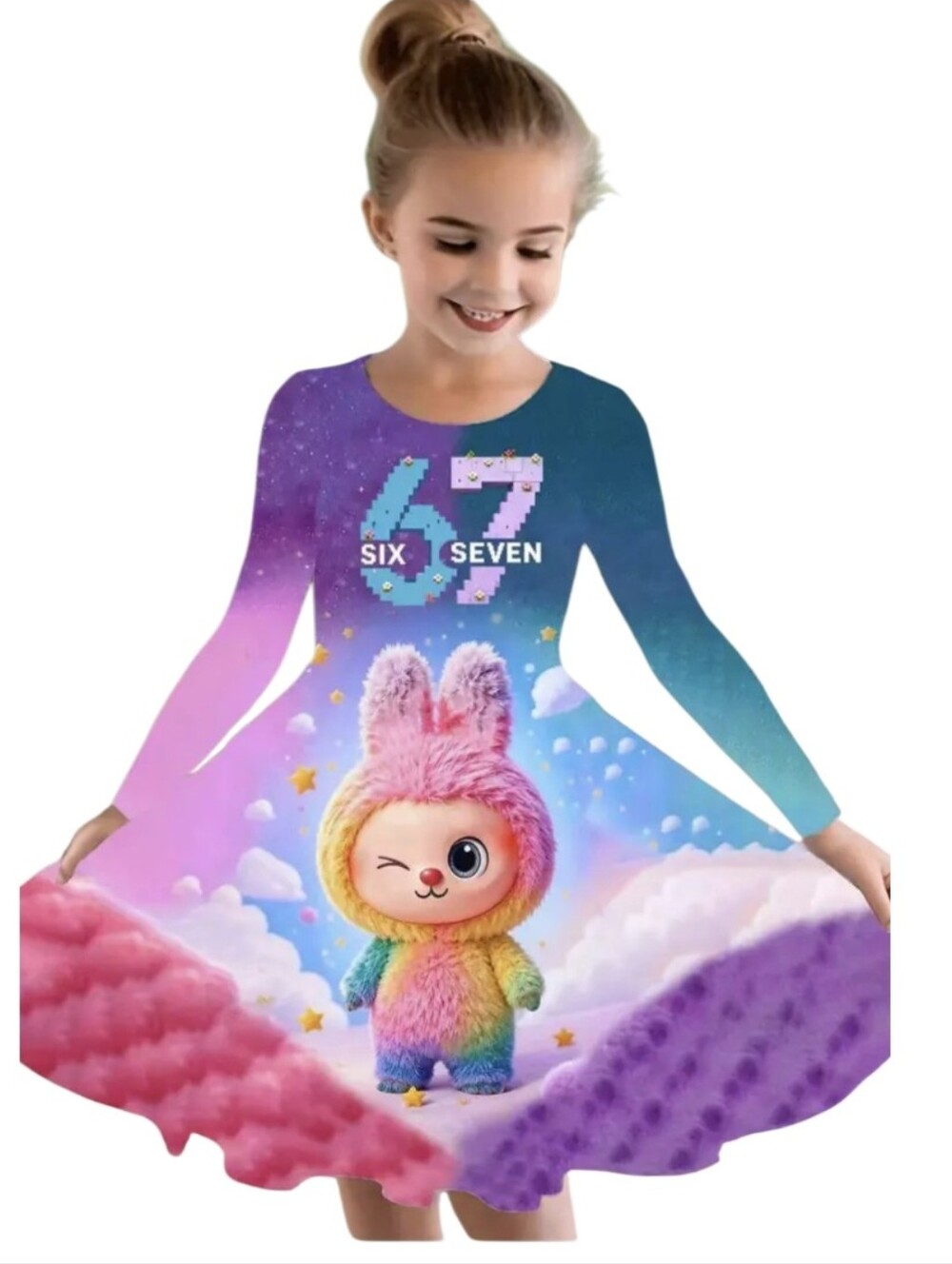 Girl Dress Labubu Print